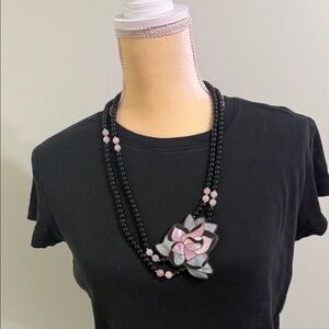 Elegant Black and Pink Beaded Necklace